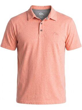 Quiksilver men’s short sleeve polo shirt in a heathered coral salmon pink (S)